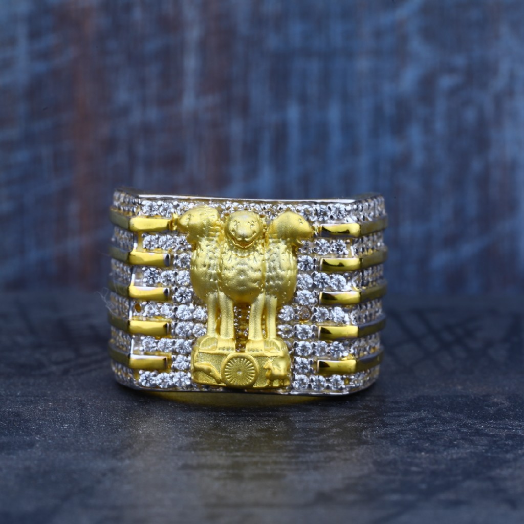 Mens 916 Cz Gold Fancy Ring-MR18 - Image 2