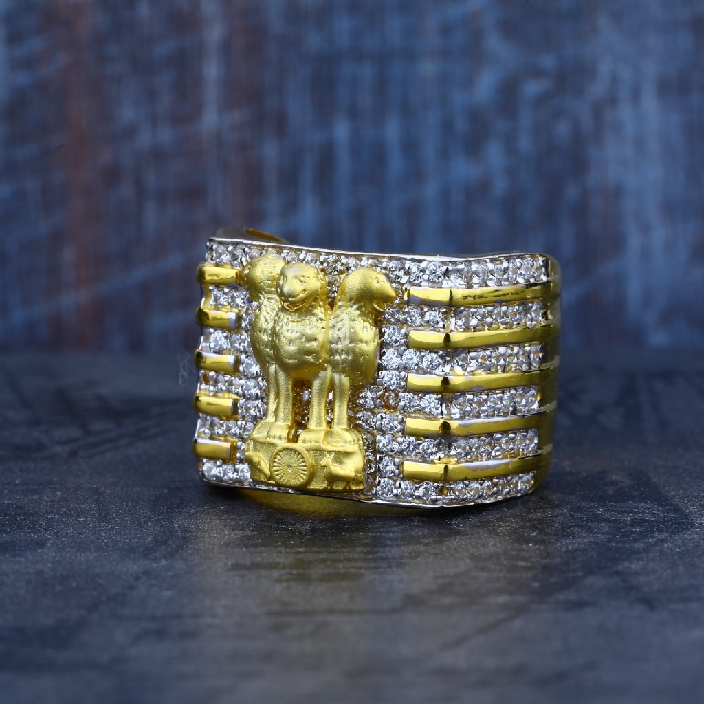Mens 916 Cz Gold Fancy Ring-MR18