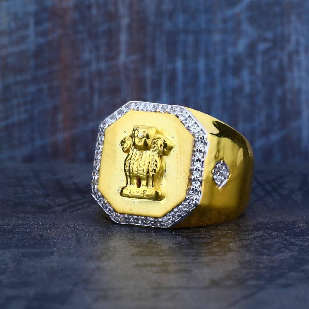 Mens 22ct Ashok Stambh Gold Simple Ring-MR13