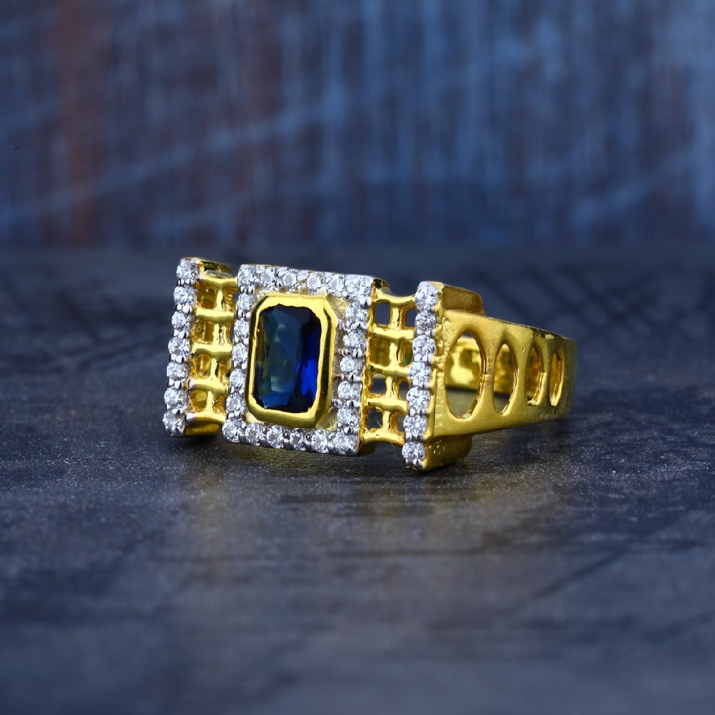 Mens Exclusive Blue Stone 916 Gold Ring-MR10