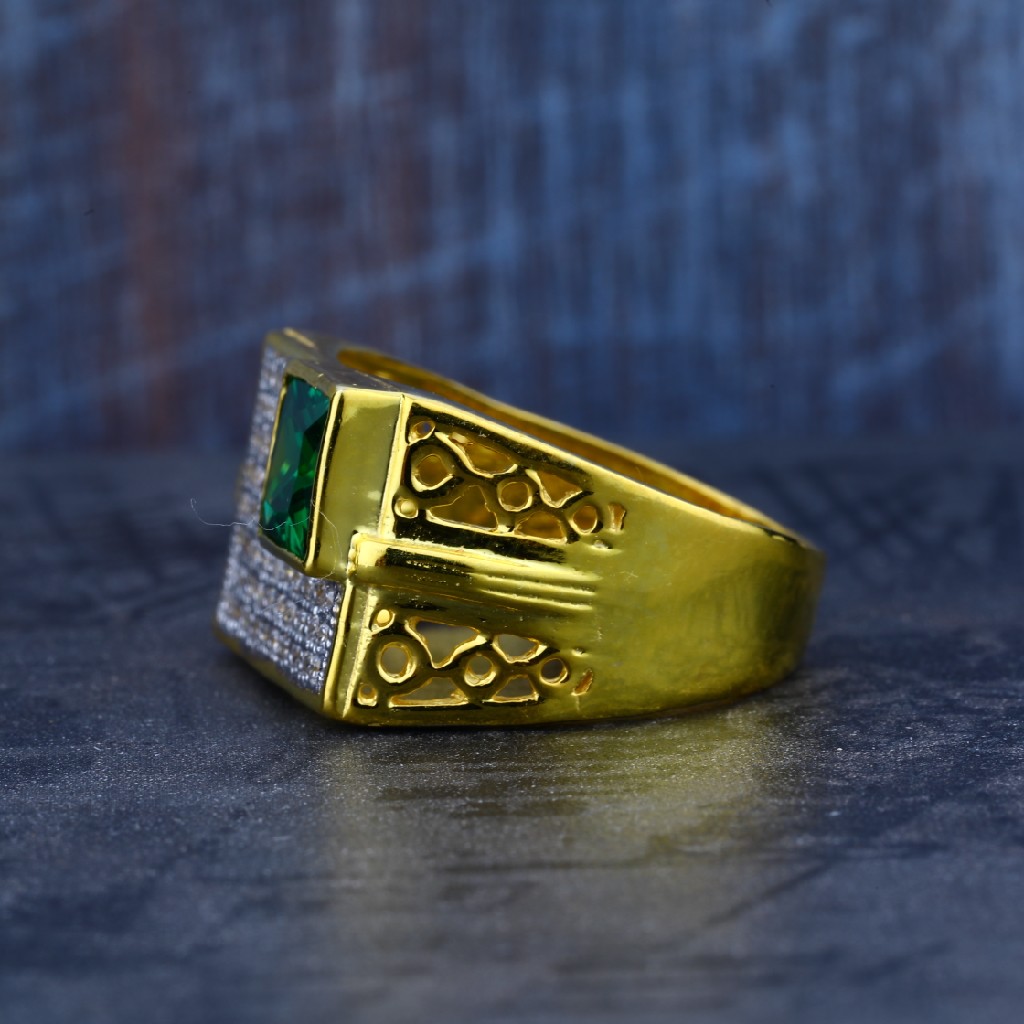 Mens Exclusive Blue Stone Gold 916 Cz Ring-MR09