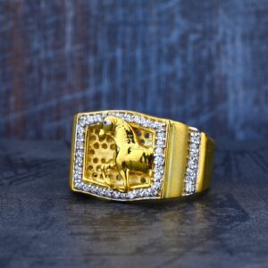 Horse Design Mens 916 Gold Ring-MR06