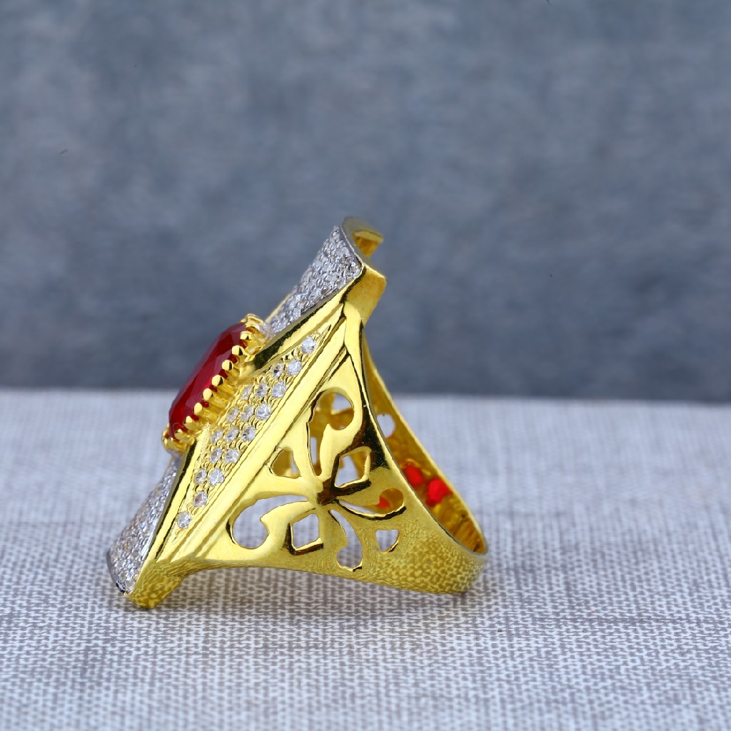 Mens Exclusive Long 22ct Gold Fancy Cz Ring-MSR63 - Image 3