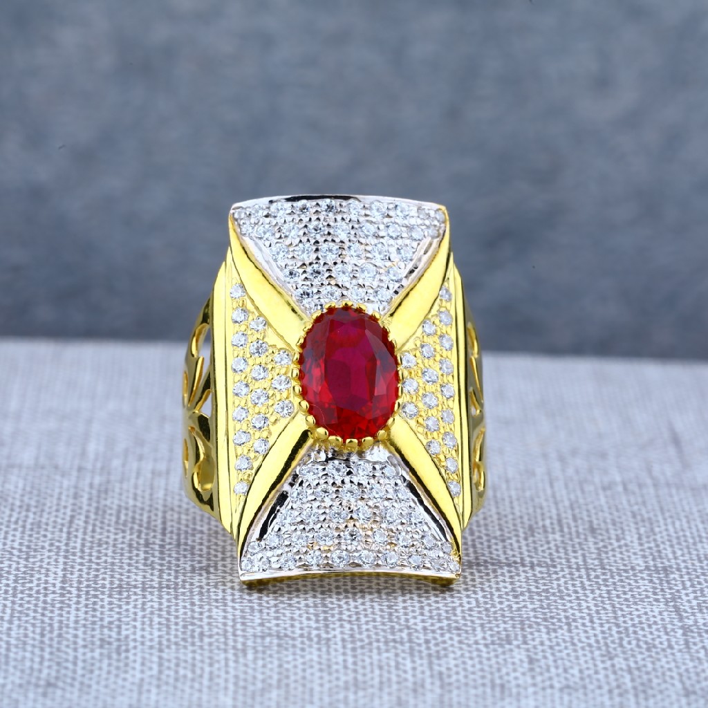 Mens Exclusive Long 22ct Gold Fancy Cz Ring-MSR63 - Image 2