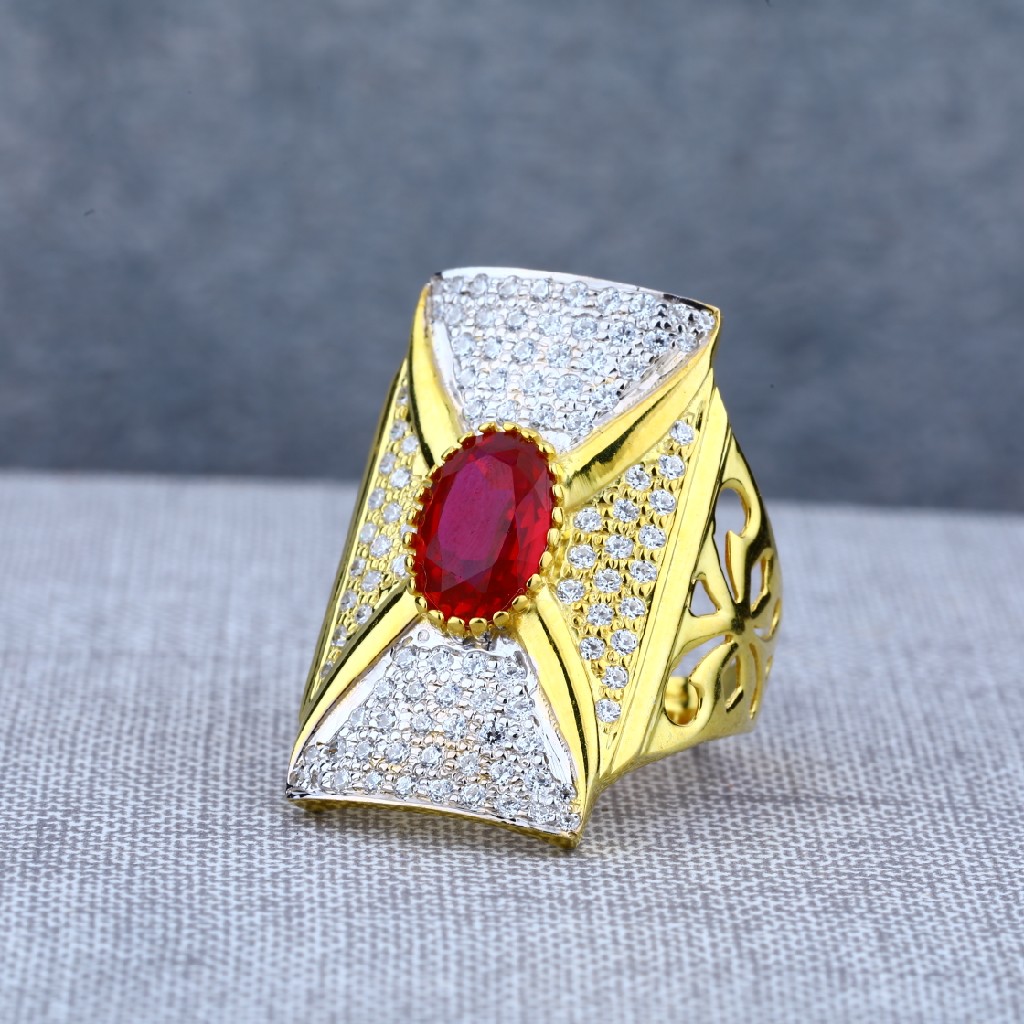 Mens Exclusive Long 22ct Gold Fancy Cz Ring-MSR63