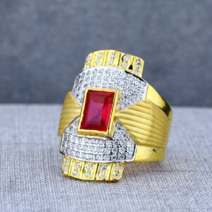 Exclusive Mens Solitaire Long Gold 916 Ring-MSR62