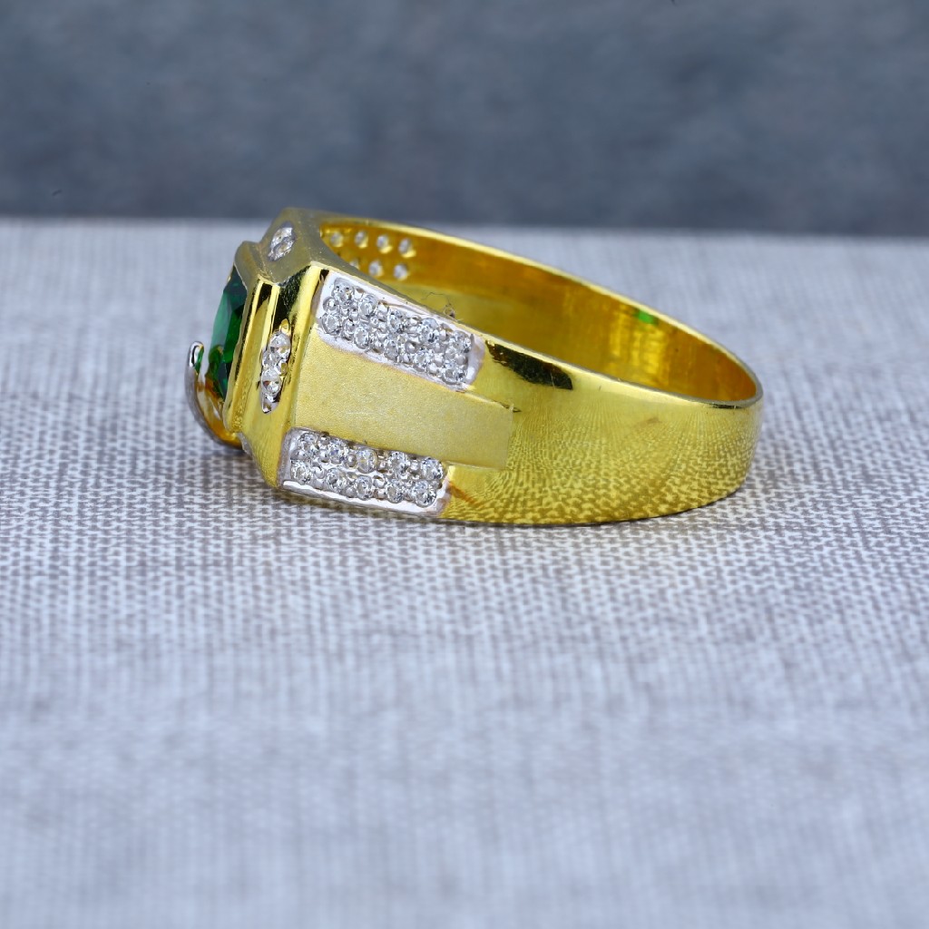 Mens Modern Solitaire Gold 22ct Ring-MSR59 - Image 3