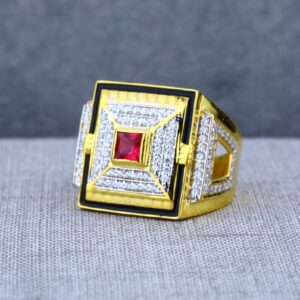 Mens 916 Classic Gold Fancy Solitaire Ring-MSR58