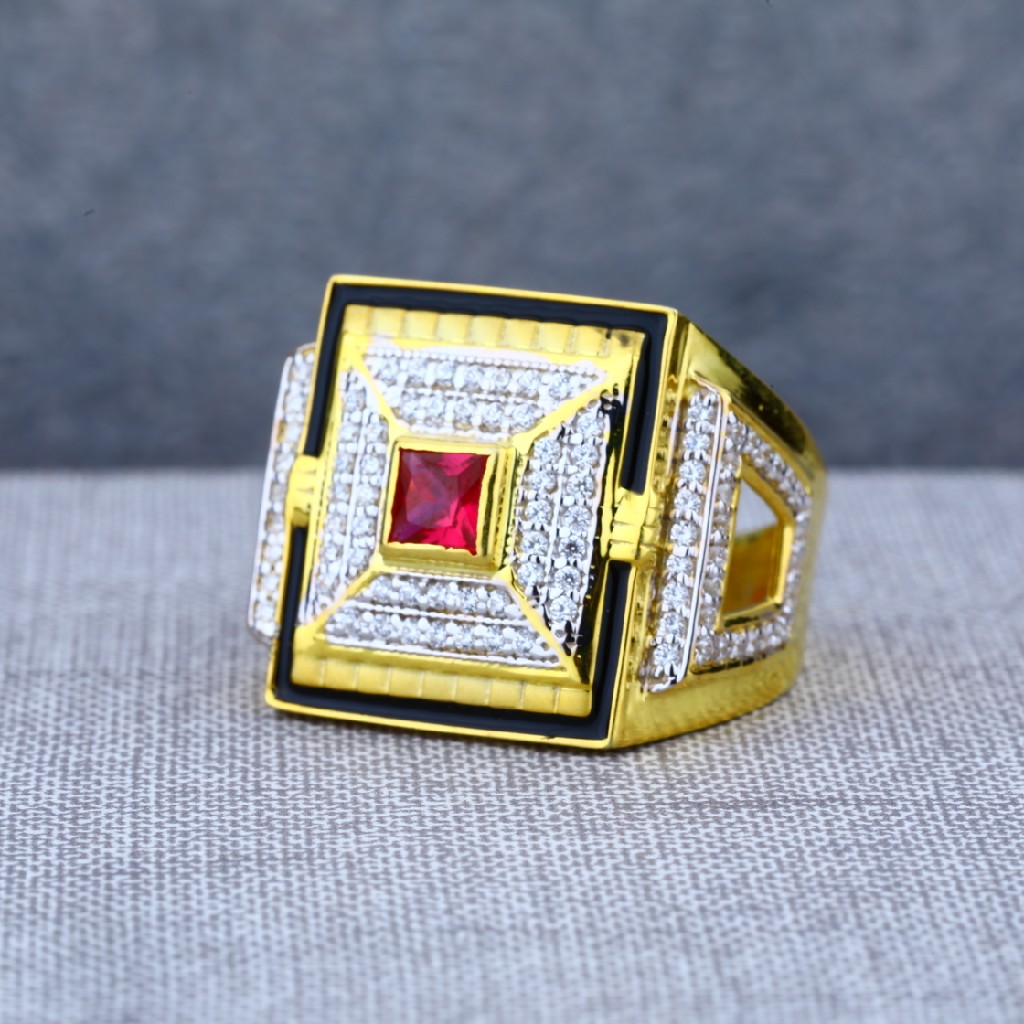 Mens 916 Classic Gold Fancy Solitaire Ring-MSR58