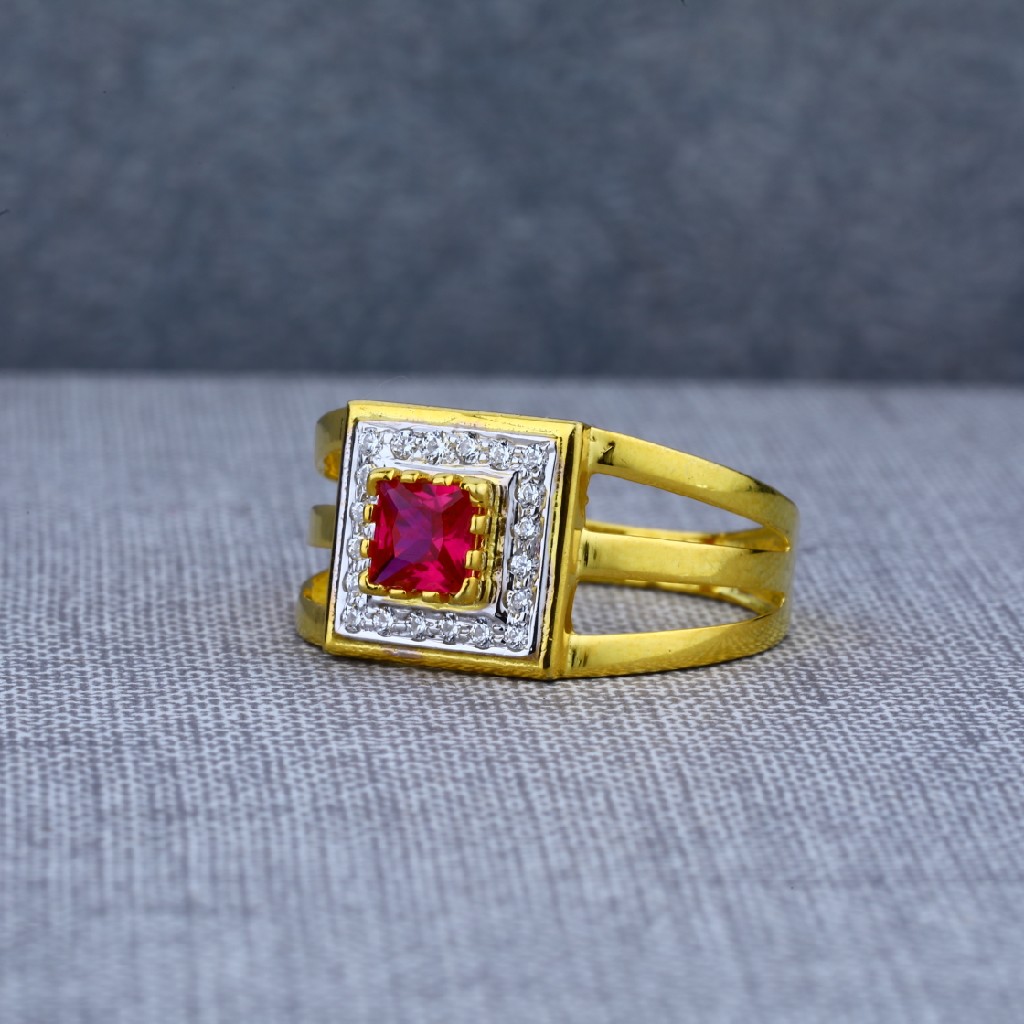 Mens Gold Solitaire Daily Wear 916 Ring-MSR56