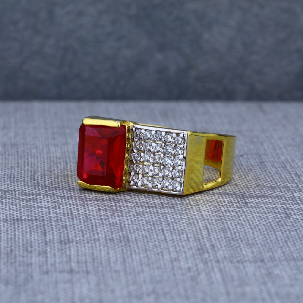 Mens Exclusive Solitaire Gold Square Shape 916 Ring-MSR53