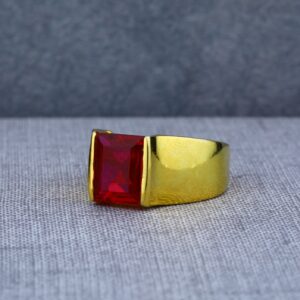 Exclusive Mens Red Solitaire Plain 22ct Gold Ring-MSR49