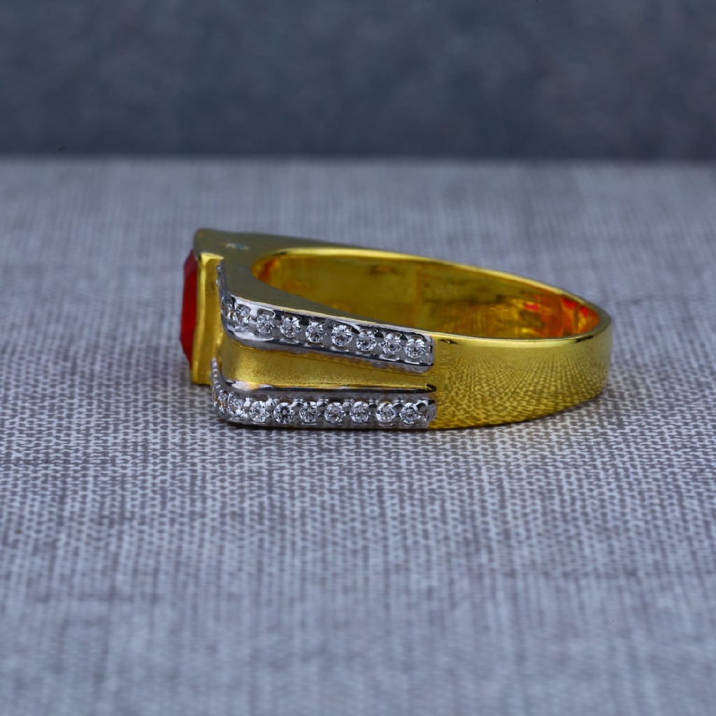 Mens Square Shape Solitaire 916 Gold Ring-MSR42 - Image 3