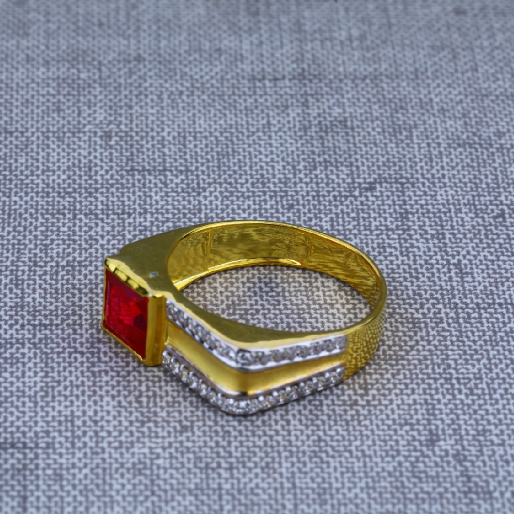Mens Square Shape Solitaire 916 Gold Ring-MSR42 - Image 2