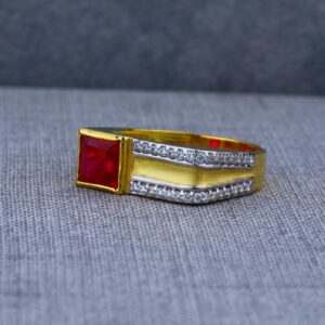Mens Square Shape Solitaire 916 Gold Ring-MSR42