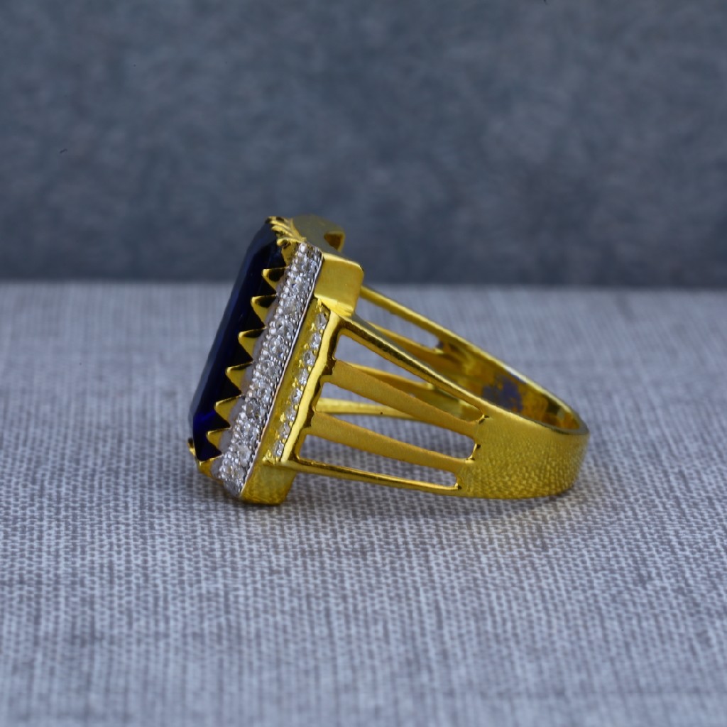 916 Cz Gold Fancy Mens Solitaire Gold Ring-MSR41 - Image 3