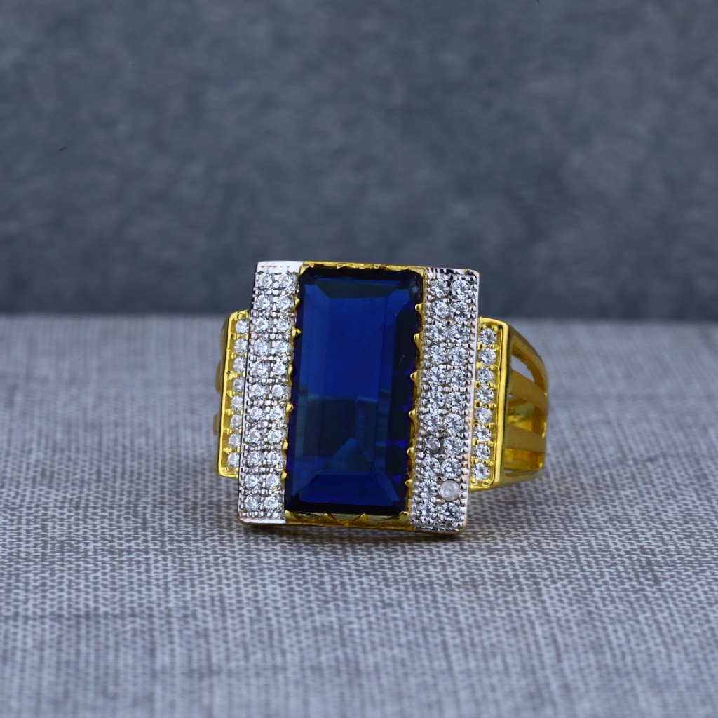 916 Cz Gold Fancy Mens Solitaire Gold Ring-MSR41 - Image 2