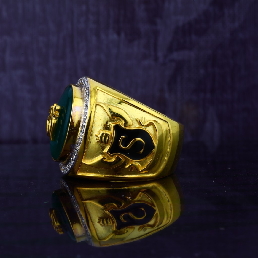 Mens Exclusive Om God Gold 22ct Ring-MGR44 - Image 3