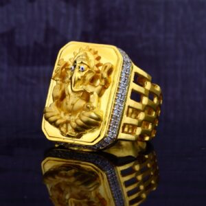 Mens Exclusive Heavy God Ganpati Gold Ring-MGR40