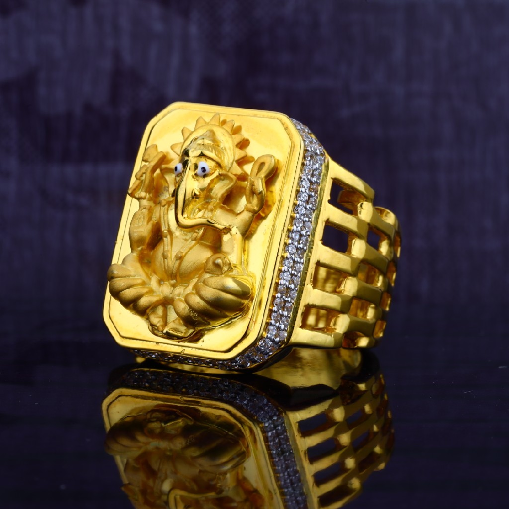 Mens Exclusive Heavy God Ganpati Gold Ring-MGR40