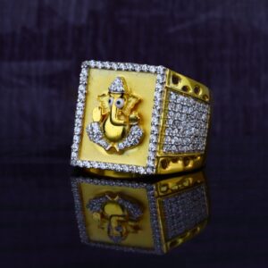 Mens Casting 916 God Ganpati Gold Ring-MGR30