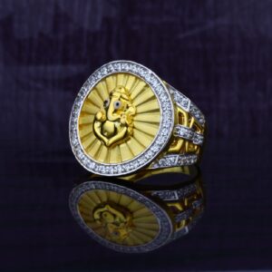 Mens Ganpati Gold Fancy 22ct Ring-MGR26