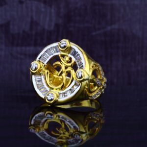 Mens Fancy Red Solitaire Stone Gold 22k Ring-MSR25