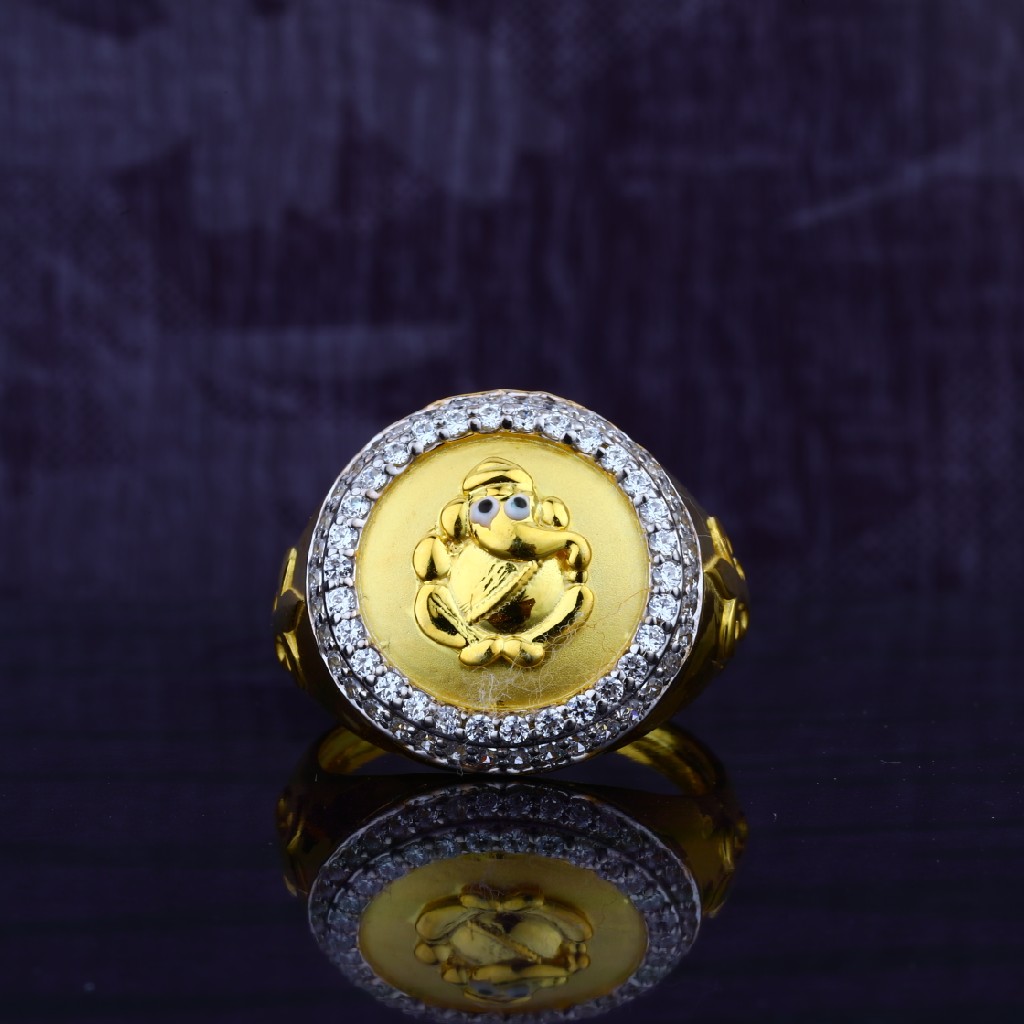 God Ganesha Gold 916 Mens Ring-MGR24 - Image 2