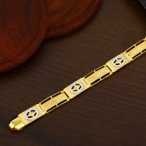 Mens Simple Fancy Plain Casting Gold Bracelet-MPB10