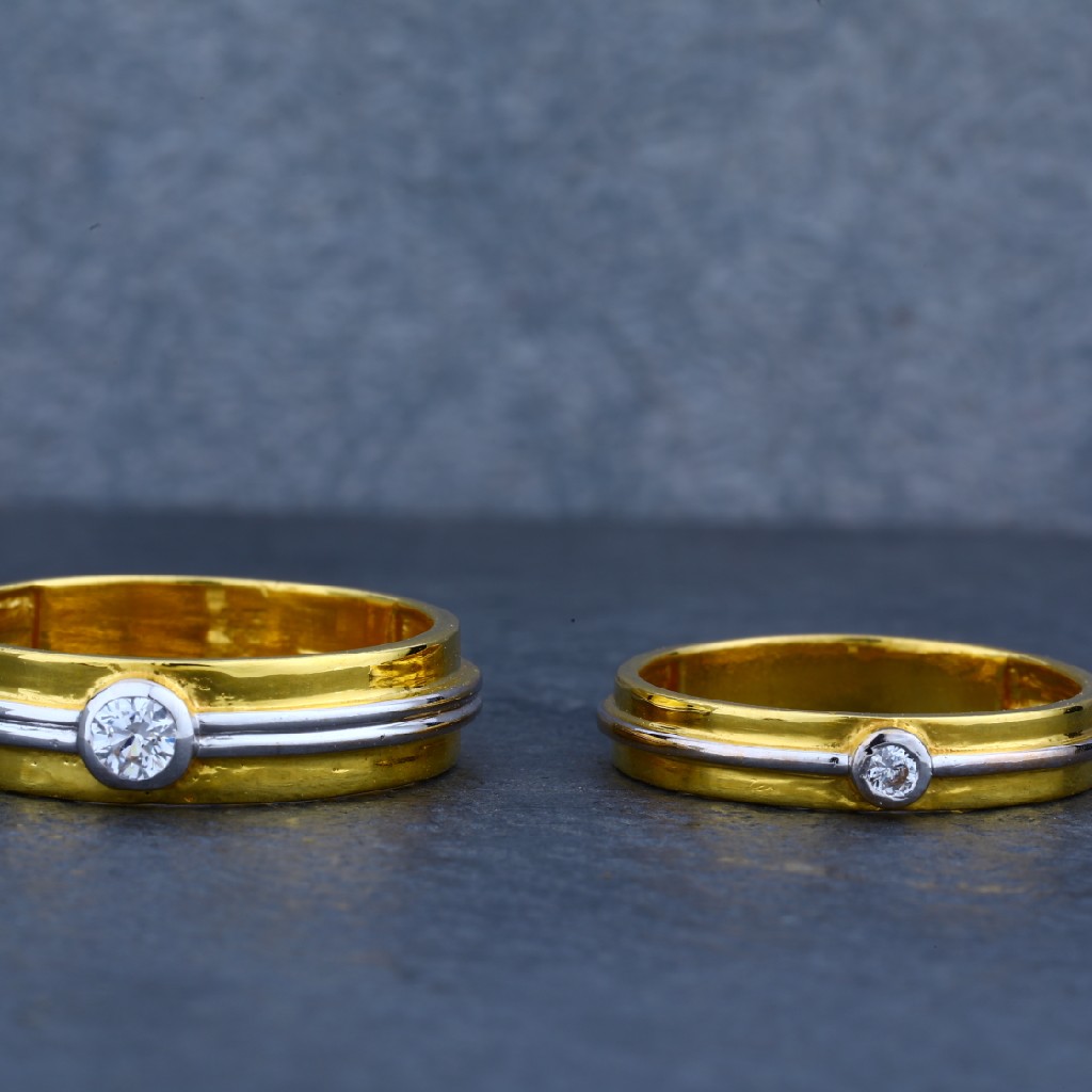 22ct Modern Engagement Gold Couple Ring-CR30 - Image 3