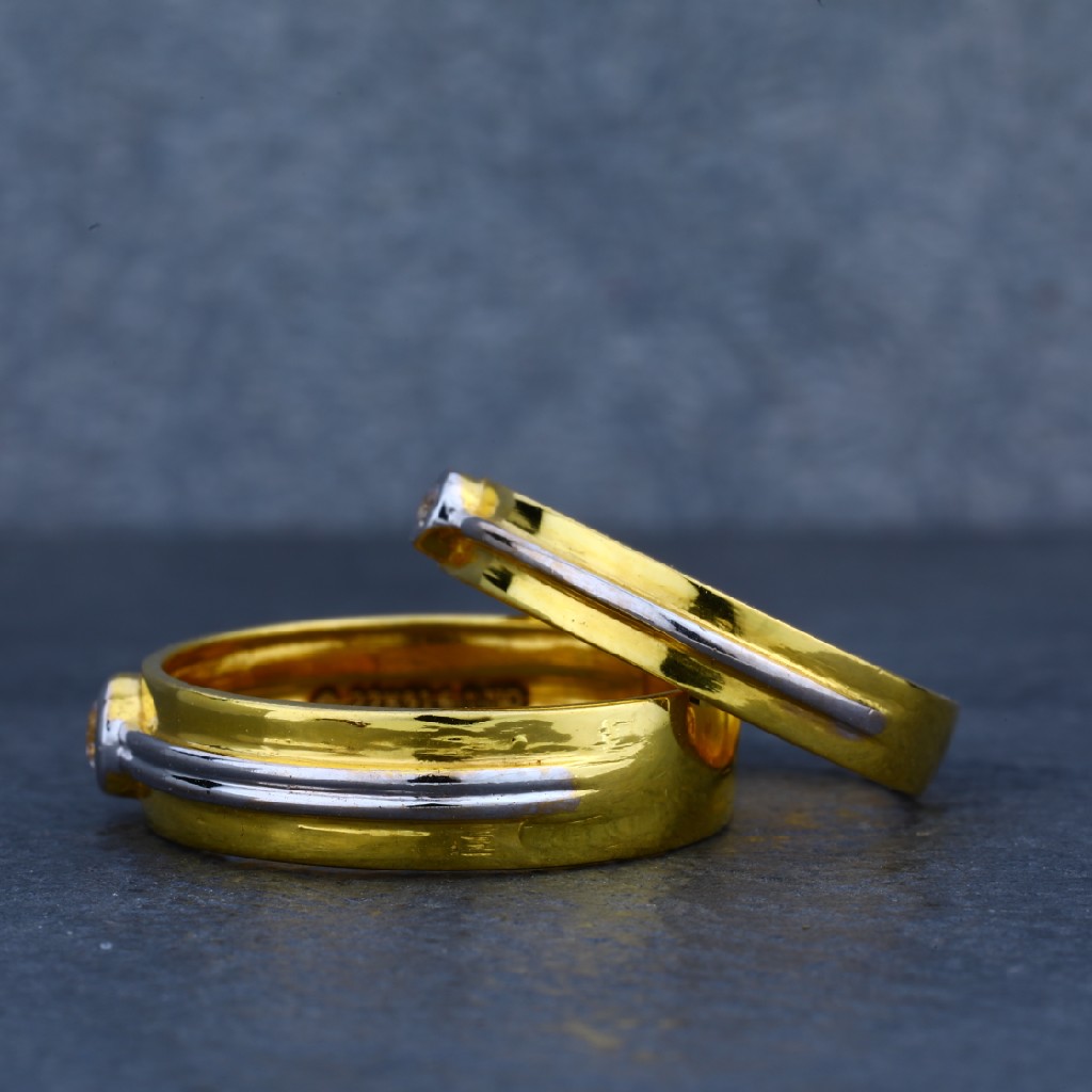 22ct Modern Engagement Gold Couple Ring-CR30 - Image 2