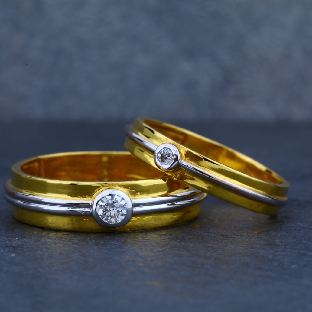 22ct Modern Engagement Gold Couple Ring-CR30