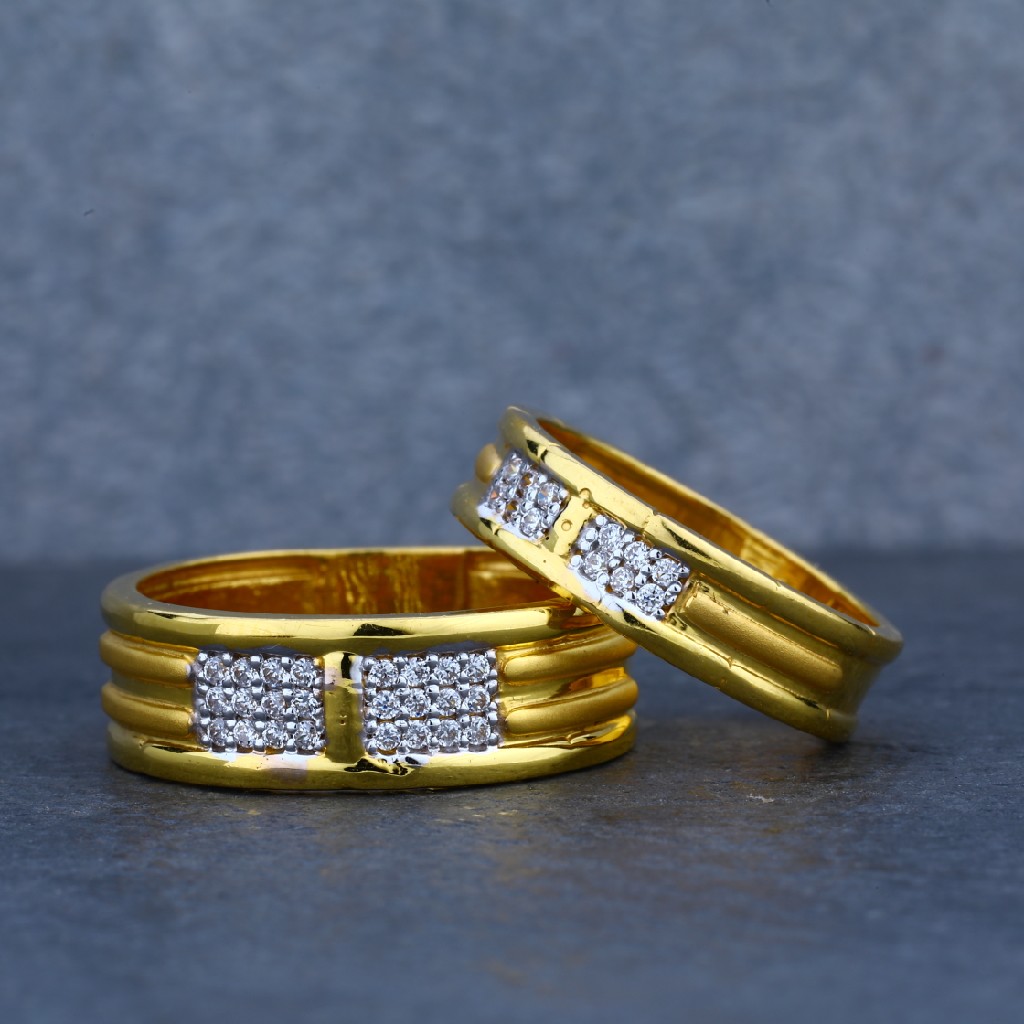916 Engagement Cz Gold Couple Ring-CR28