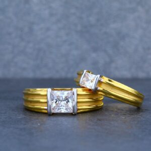 22ct Gold Solitaire Couple Ring-CR26