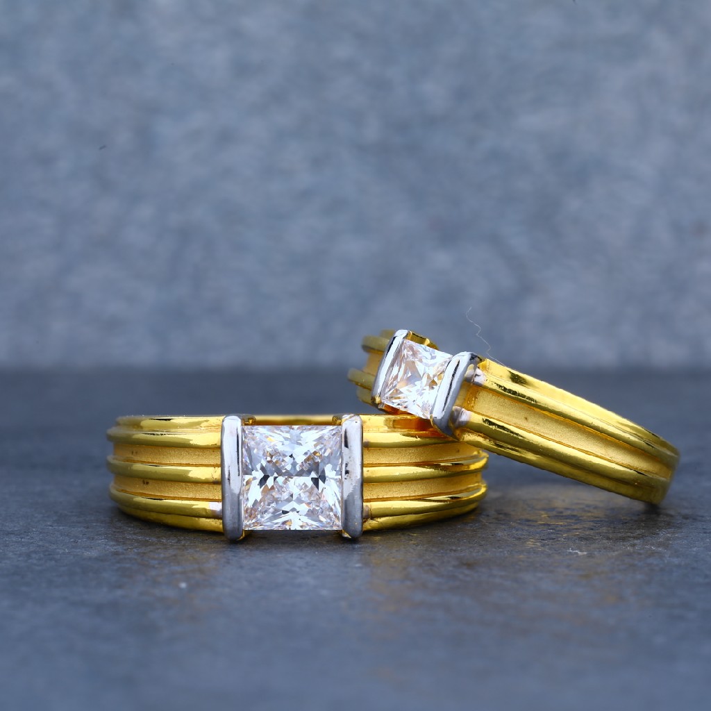22ct Gold Solitaire Couple Ring-CR26