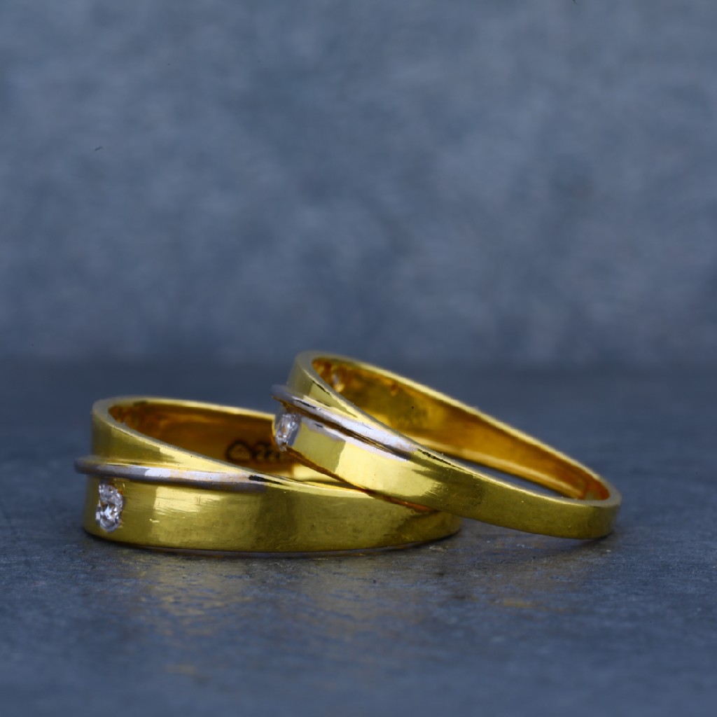 Exclusive 916 Gold Designer Couple Ring-CR20 - Image 2