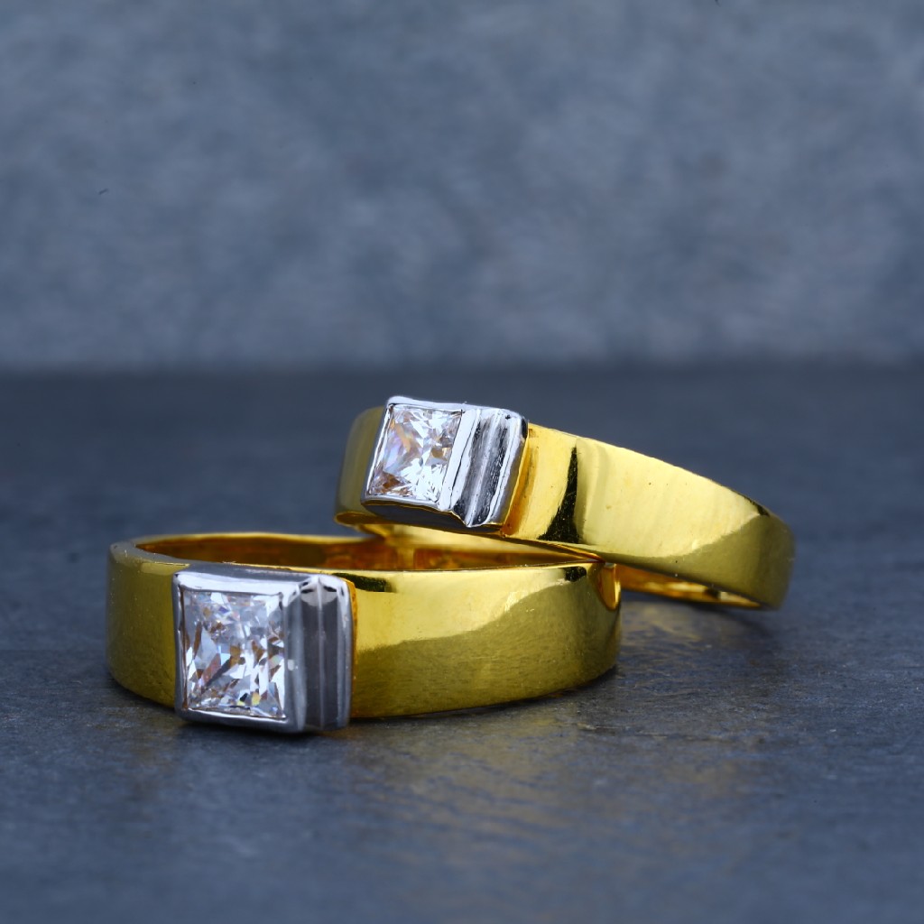 Couple Gold Fancy 22ct Solitaire Ring-CR19