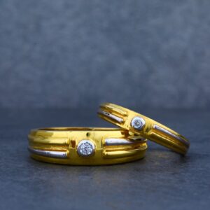 916 Gold Solitaire Couple Ring-CR10