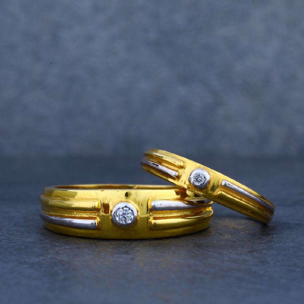 916 Gold Solitaire Couple Ring-CR10