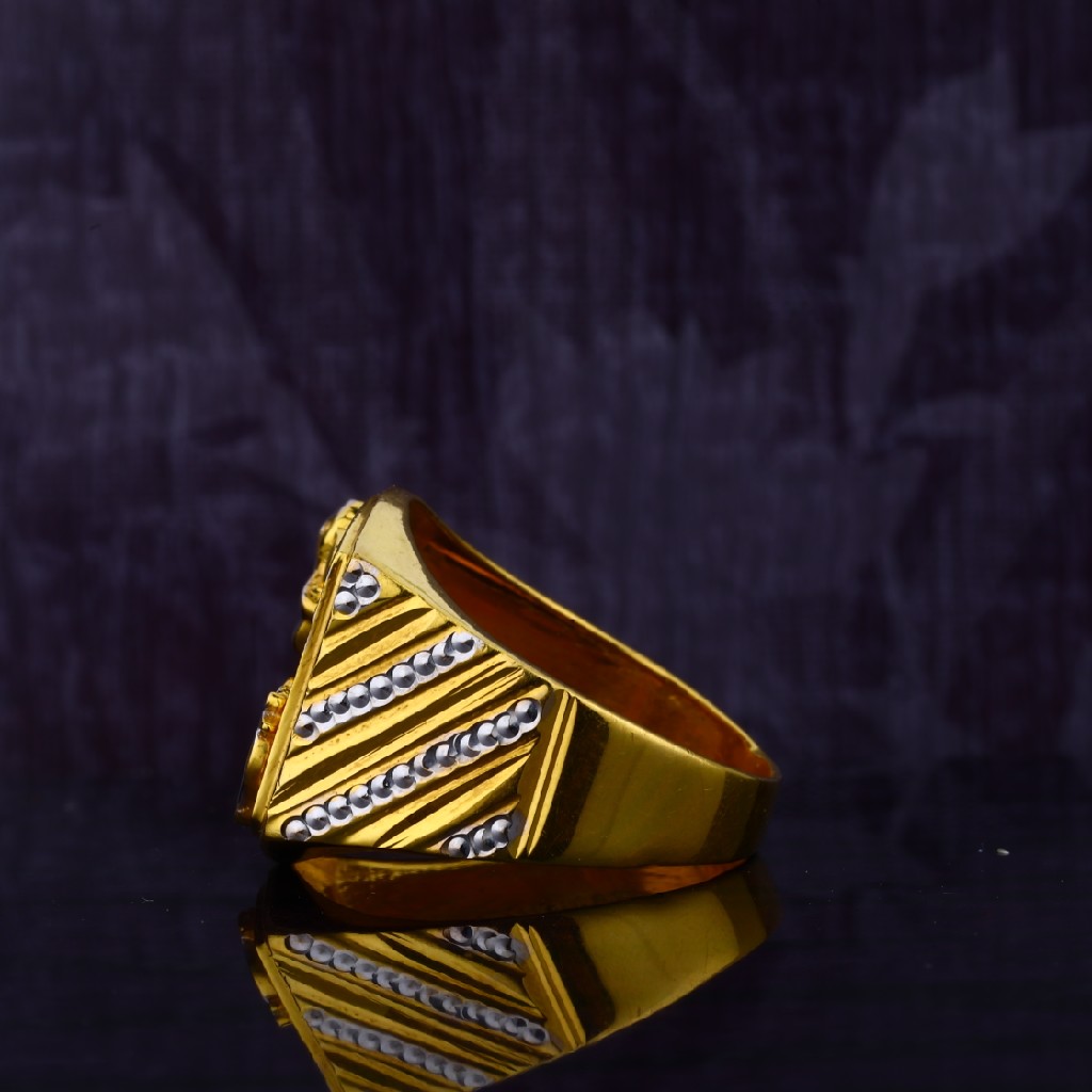 916 Om Ganpati Fancy Plain Mens Gold Ring-MGR15 - Image 3