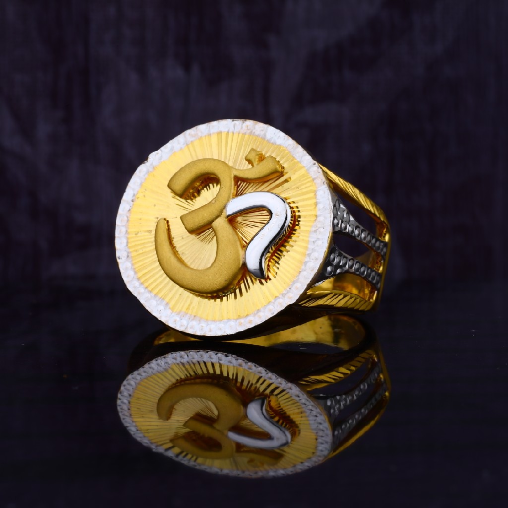 Mens 22ct Om Design God Gold Ring-MGR14