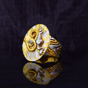 Mens 22ct Om Ganpati Fancy Plain Gold Ring-MGR02