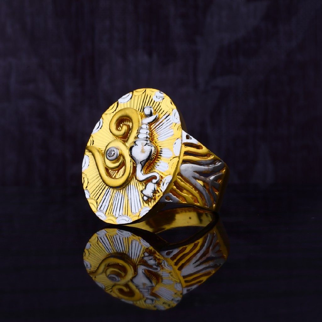 Mens 22ct Om Ganpati Fancy Plain Gold Ring-MGR02