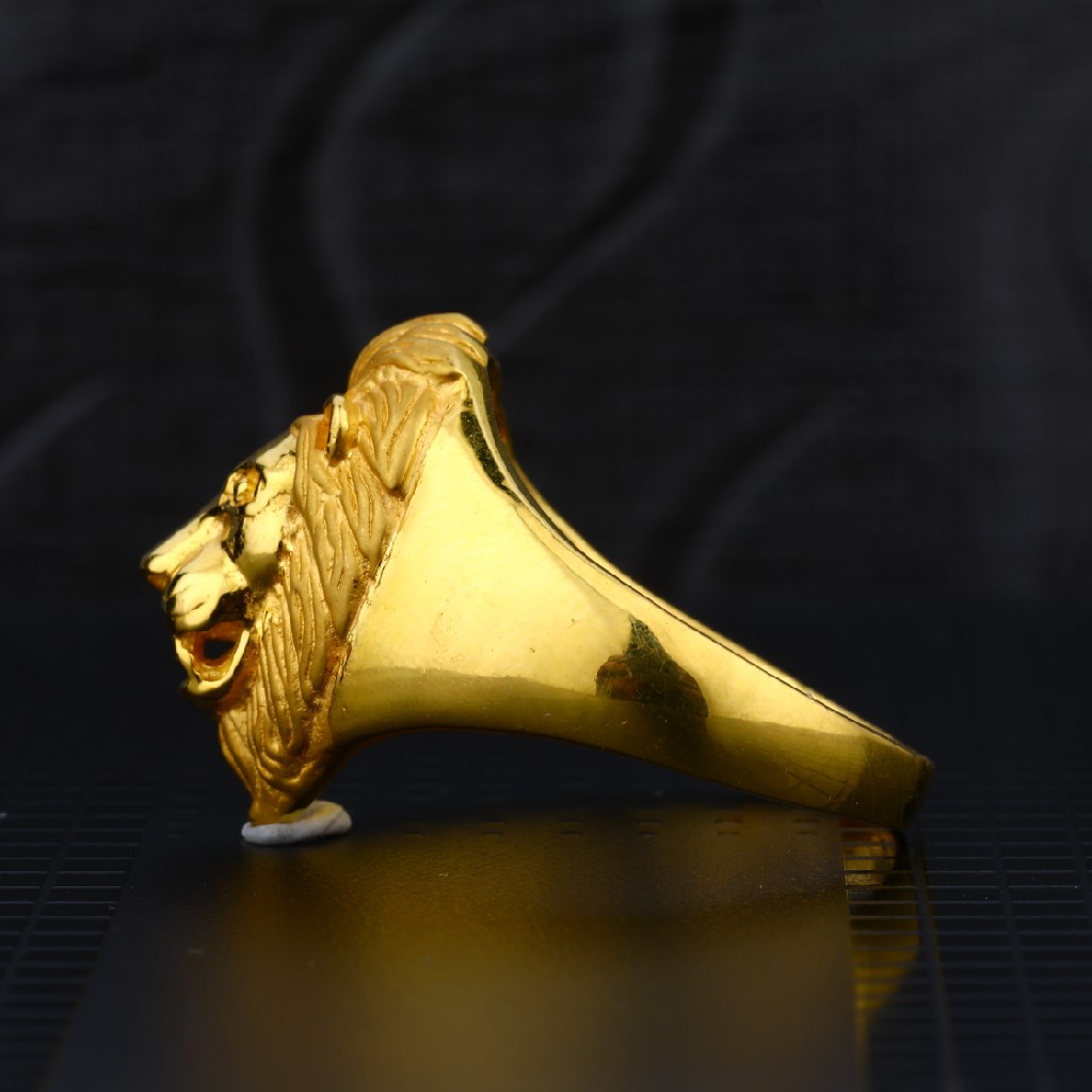 Exclusive Mens 916 Lion King Plain Gold Ring-MPR12 - Image 3