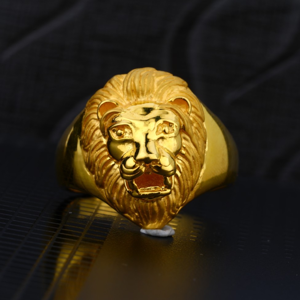 Exclusive Mens 916 Lion King Plain Gold Ring-MPR12 - Image 2