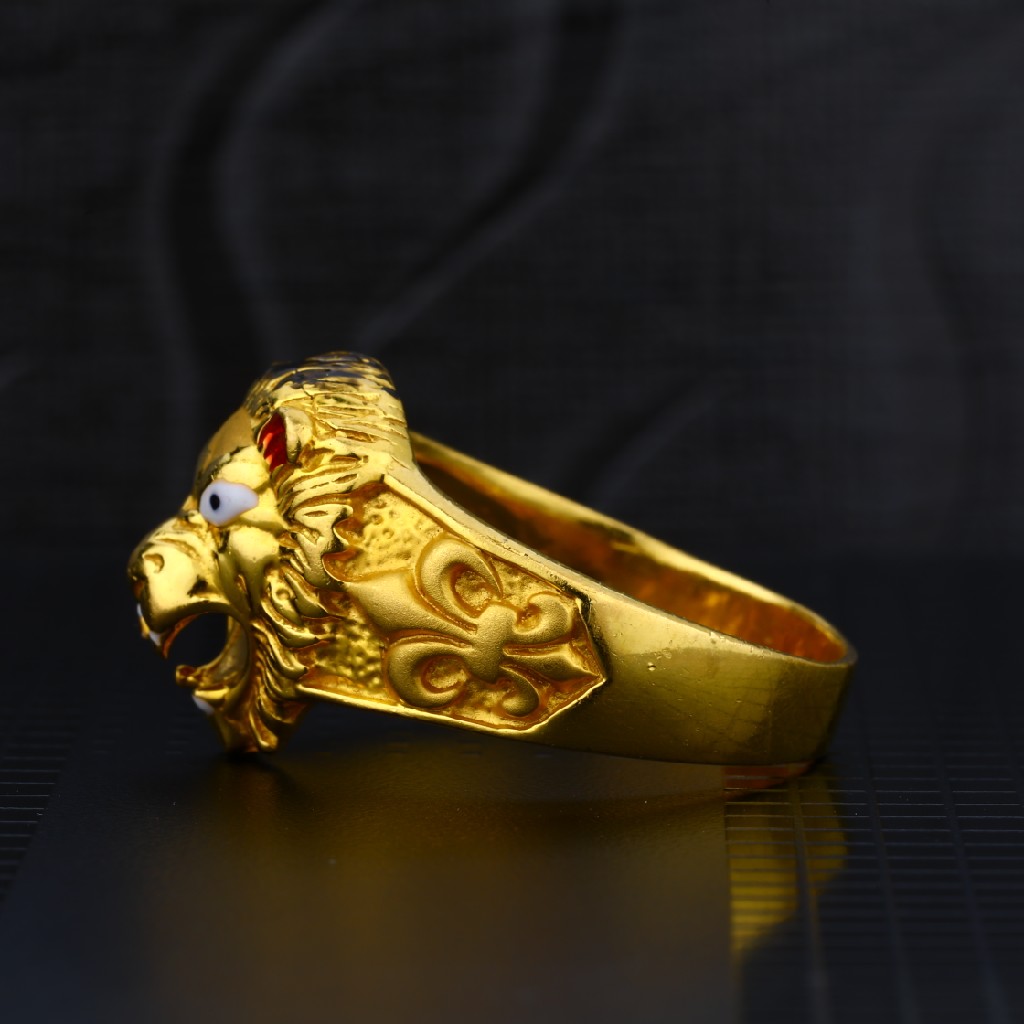 Exclusive Mens Lion Design Plain Gold Ring-MPR09 - Image 4