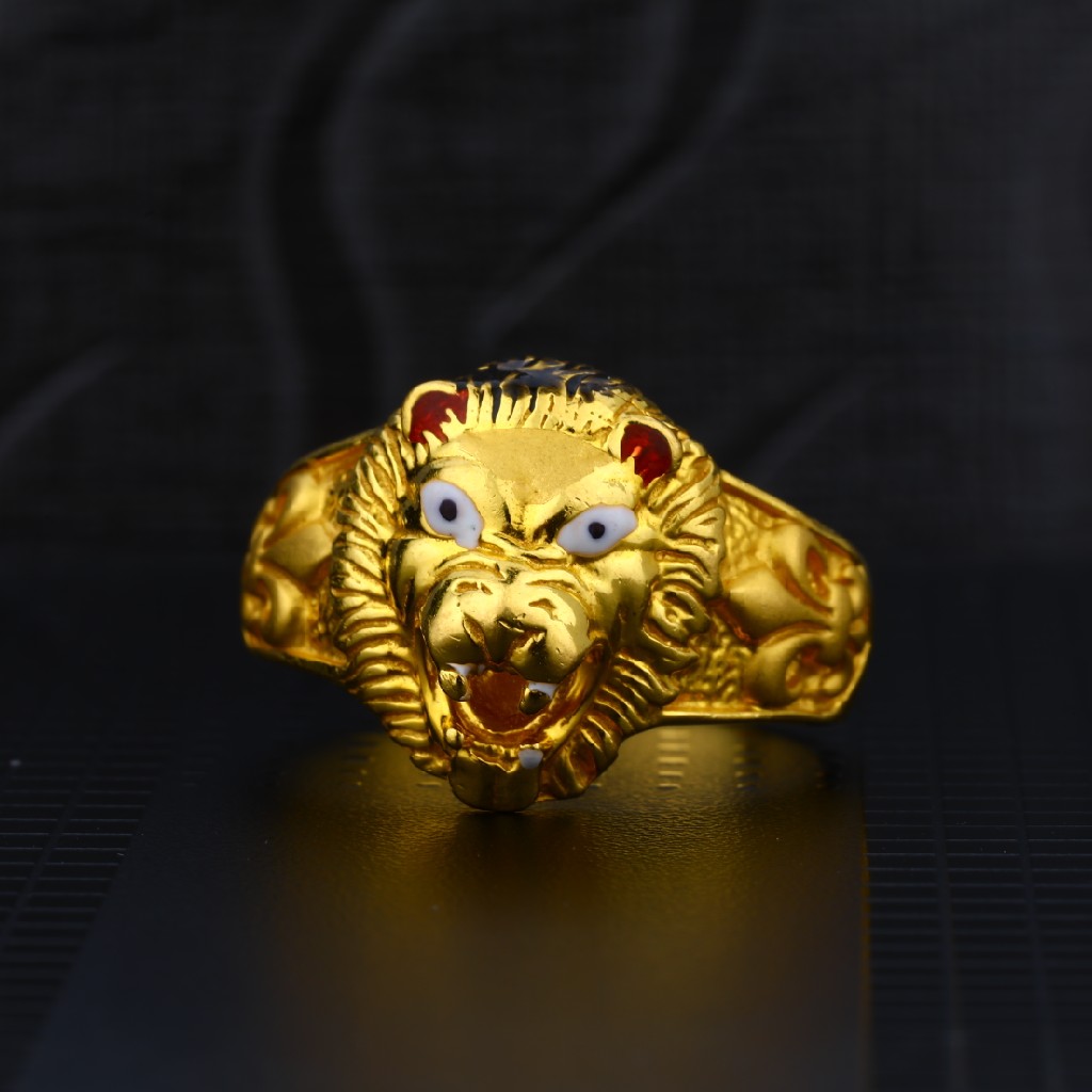 Exclusive Mens Lion Design Plain Gold Ring-MPR09 - Image 3