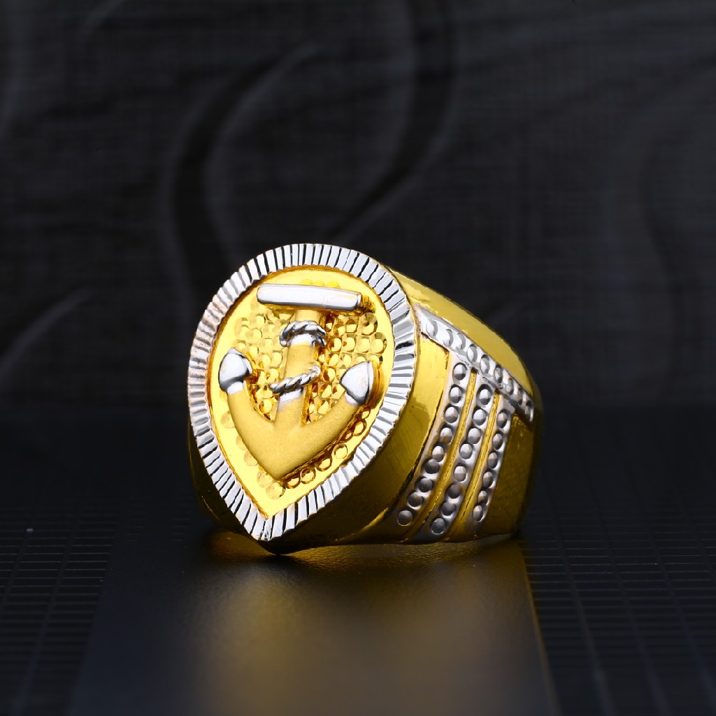 Mens 22ct Designer Plain Gold Ring-MPR06