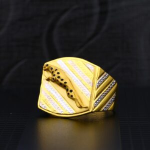 Mens Exclusive Jaguar Desing Fancy Plain Gold Ring-MPR05