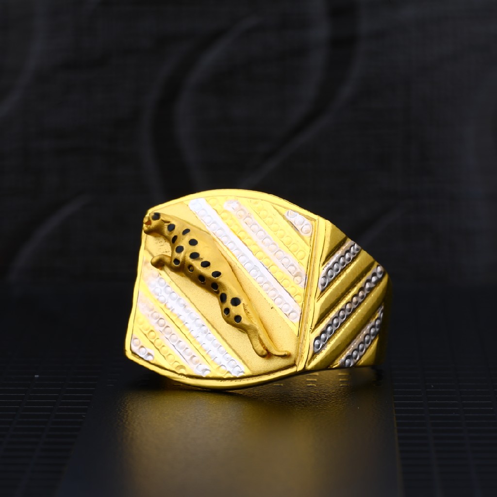 Mens Exclusive Jaguar Desing Fancy Plain Gold Ring-MPR05
